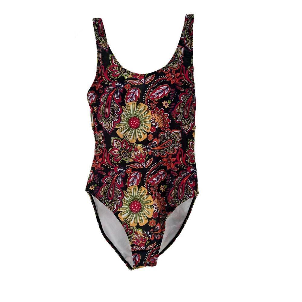 Nicole Miller Swimsuit One Piece Size M NEW Paisley Floral Bohemian Multicolor